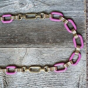 Banana Republic Long Gold and Pink Chain Necklace